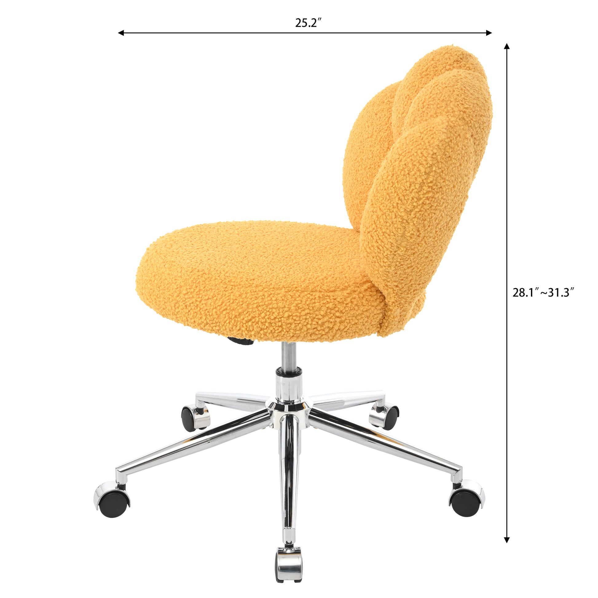 360 Swivel Height Adjustable,Swivel Chair,Teddy Fabric,Home Office Chair Yellow Teddy