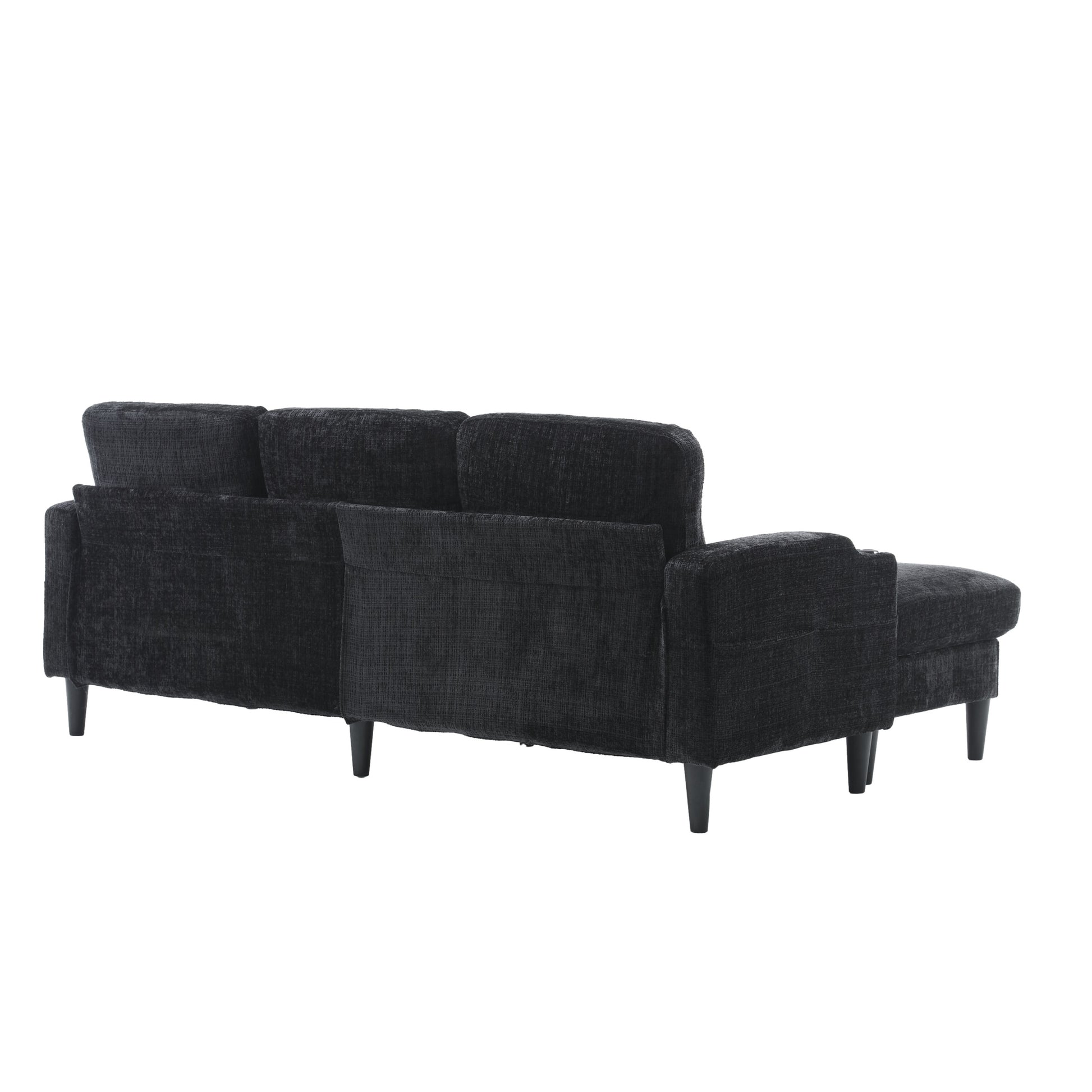 United Storage Sofa Living Room Sofa Cozy Sectional Sofa Black Polyester 3 Seat
