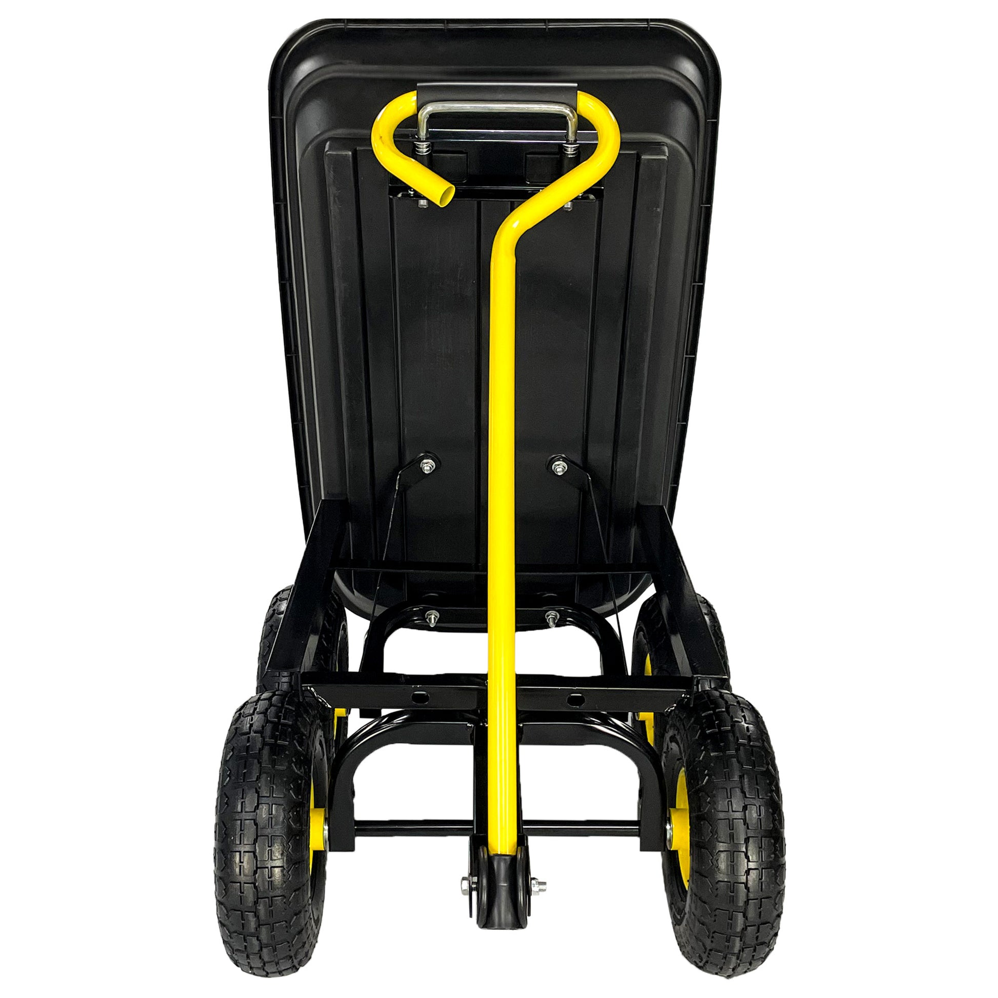 Garden Dump Cart With Steel Frame Outdoor Wagon With 10 Inch Pneumatic Tires, 55L Capacity, Black Black Iron Plastic