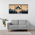 3 Panels Framed Abstract Wood Grain Boho Style Mountain & Forest Canvas Wall Art Decor,3 Pieces Mordern Canvas Decoration Painting For Office,Dining Room,Living Room, Bedroom Decor Ready To Hang