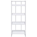Glossy White 4 Shelf Open Back Bookcase 4 White Standard Horizontal Office Closed Back Wood Contemporary,Modern Wood