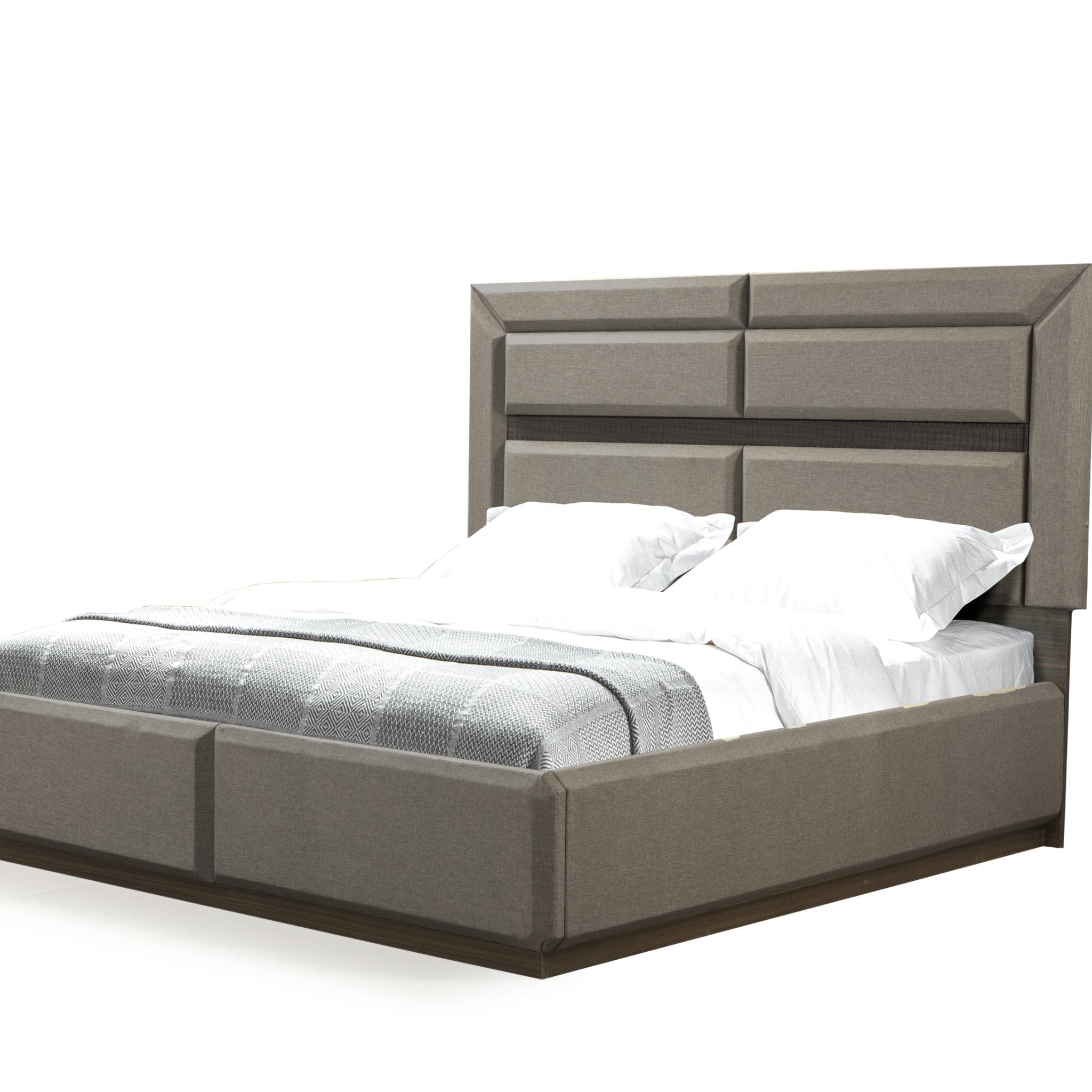 Dunhill Modern Style Queen Bed Made With Wood In Brown Box Spring Not Required Queen Brown Wood Brown Bedroom Modern Slat Beds Solid Wood Mdf Wood