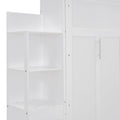 Full Size Murphy Bed Wall Bed With Shelves, Drawers And Led Lights,White White Mdf Lvl