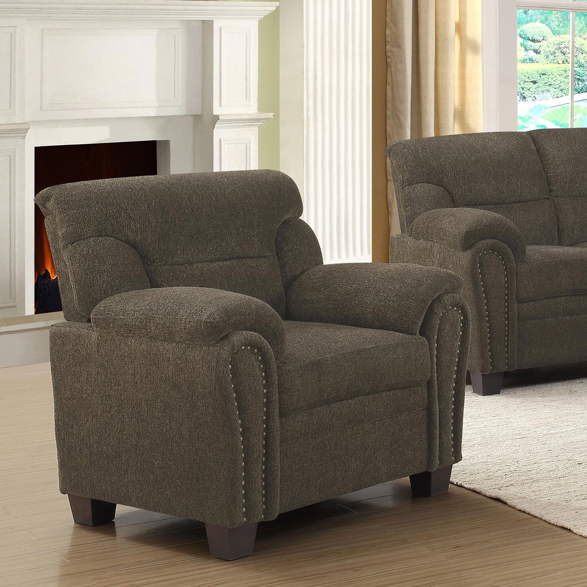 Brown Pillow Top Arm Chair Brown Primary Living Space Traditional Foam Upholstered