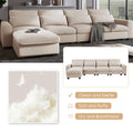 Modern Large L Shape Feather Filled Sectional Sofa, Convertible Sofa Couch With Reversible Chaise For Living Room Beige Chenille 5 Seat