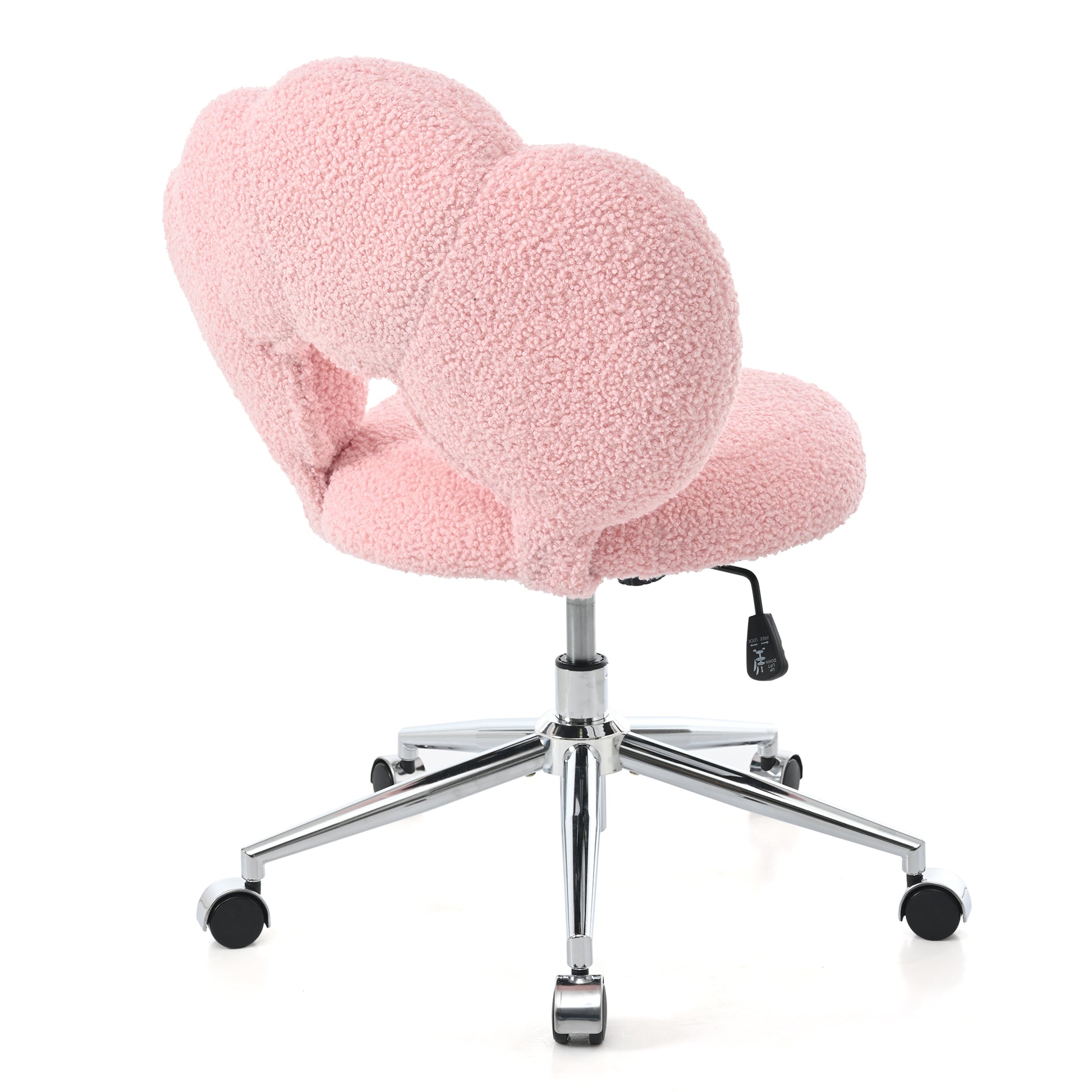 360 Swivel Height Adjustable,Swivel Chair,Teddy Fabric,Home Office Chair Pink Teddy