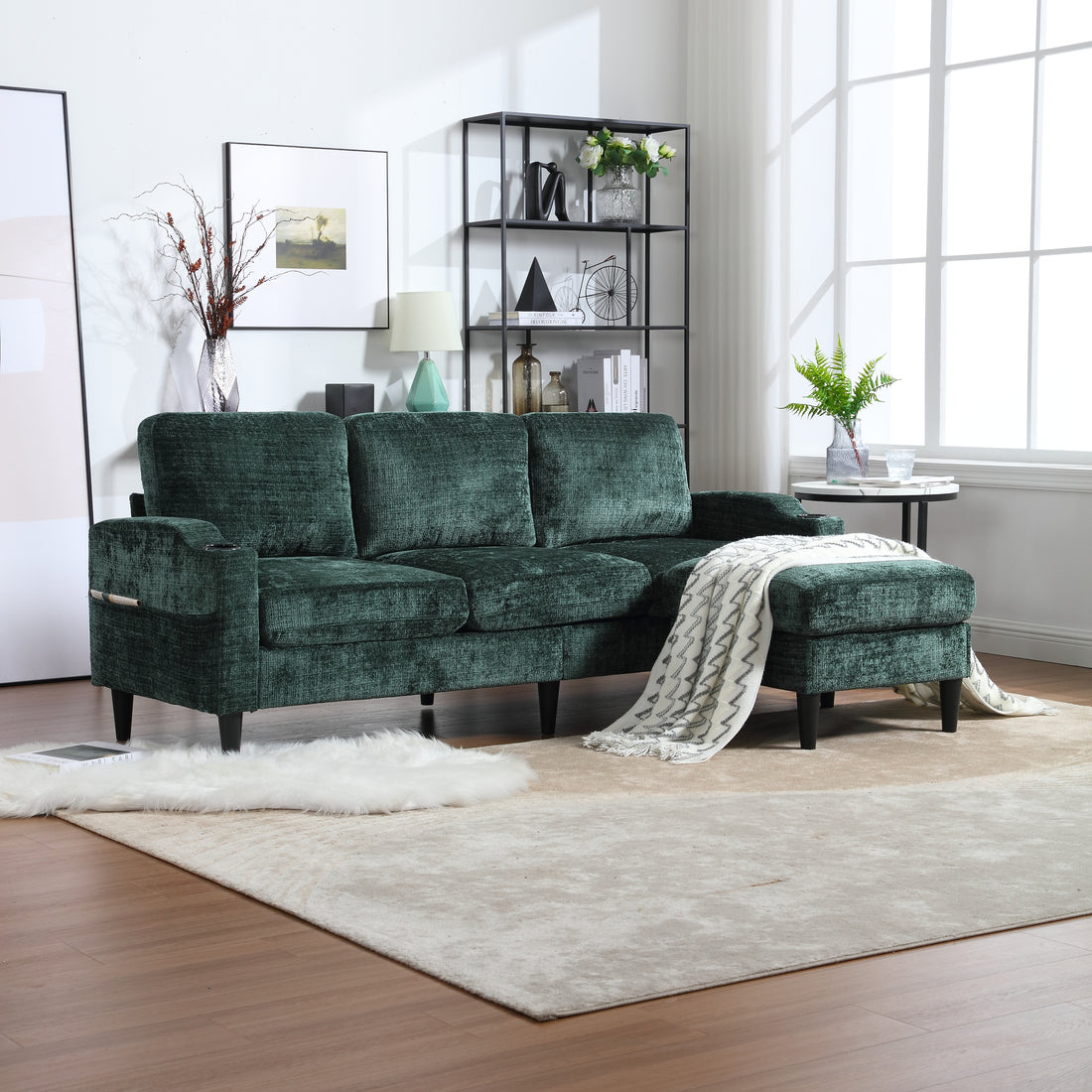 United Storage Sofa Living Room Sofa Cozy Sectional Sofa Emerald Polyester 3 Seat