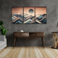 3 Panels Framed Abstract Wood Grain Boho Style Mountain & Forest Canvas Wall Art Decor,3 Pieces Mordern Canvas Decoration Painting For Office,Dining Room,Living Room, Bedroom Decor Ready To Hang