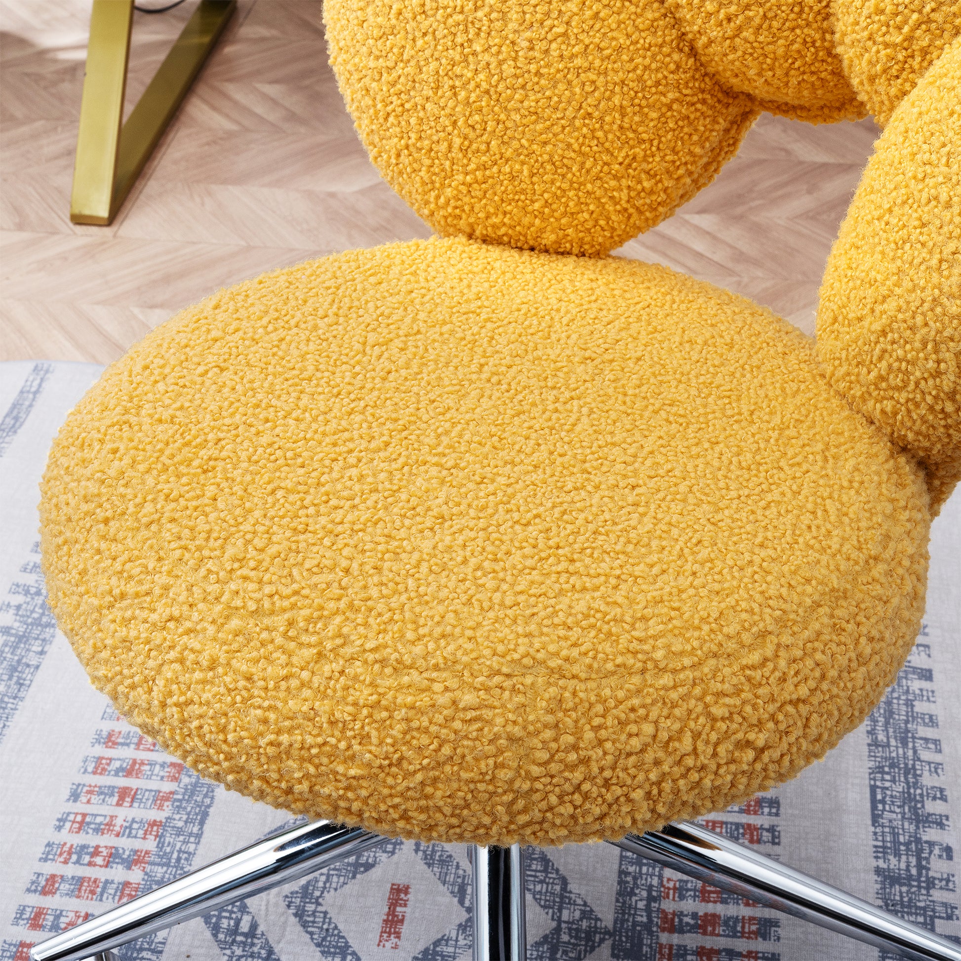 360 Swivel Height Adjustable,Swivel Chair,Teddy Fabric,Home Office Chair Yellow Teddy