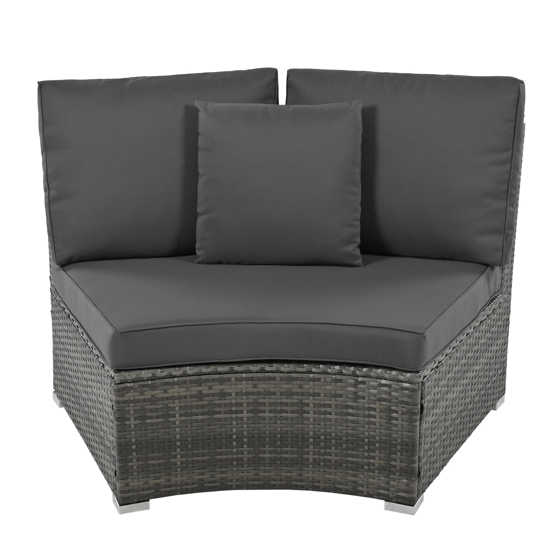 Outdoor Patio Furniture Luxury Circular Outdoor Sofa Set Rattan Wicker Sectional Sofa Lounge Set With Tempered Glass Coffee Table, 6 Pillows, Grey Yes Grey Water Resistant Frame Water Resistant Cushion Garden & Outdoor Sectional Seating Groups Foam