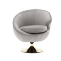 360 Degree Swivel Cuddle Barrel Accent Chairs, Round Armchairs With Wide Upholstered, Fluffy Fabric Chair For Living Room, Bedroom, Office, Waiting Rooms Gray Velvet