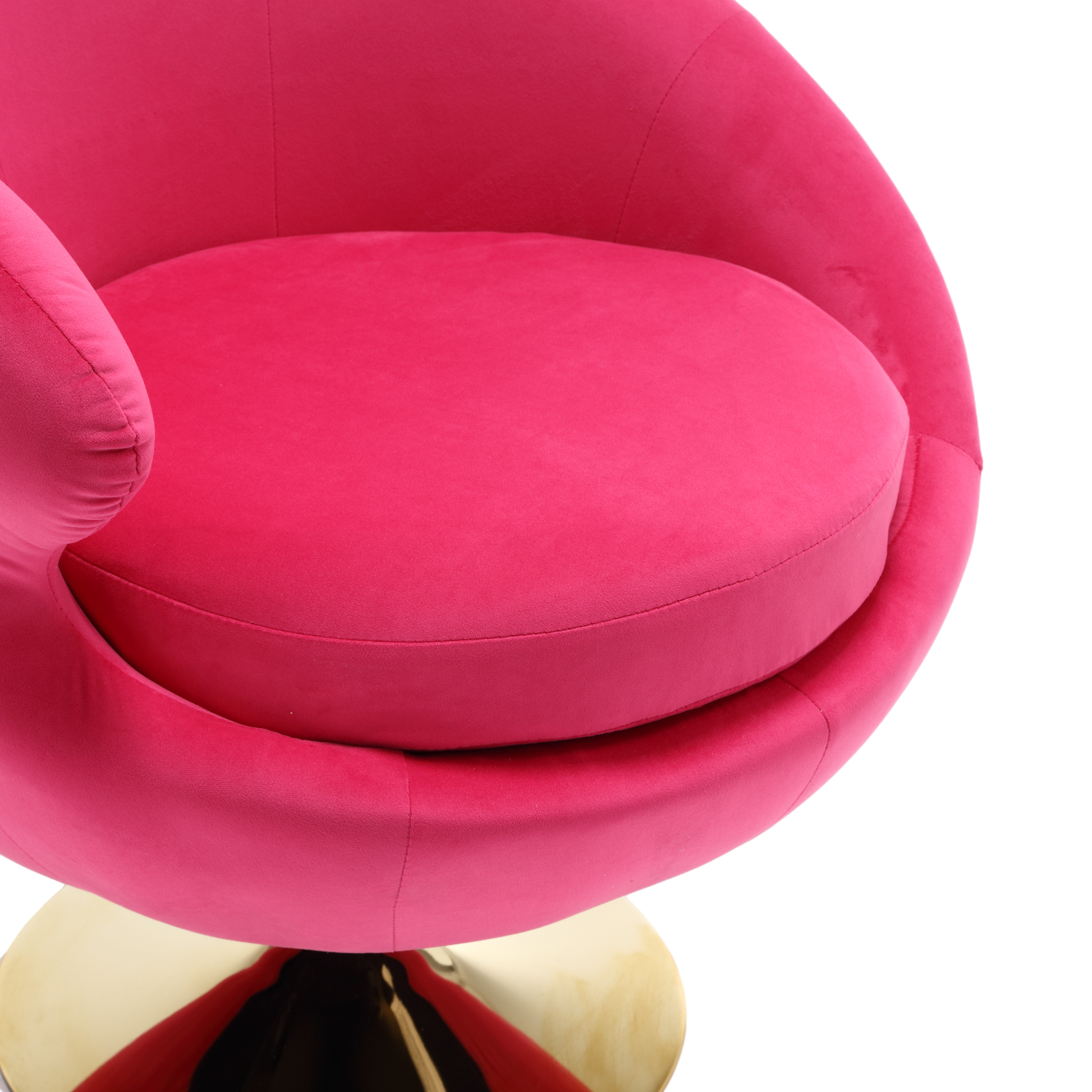 360 Degree Swivel Cuddle Barrel Accent Chairs, Round Armchairs With Wide Upholstered, Fluffy Fabric Chair For Living Room, Bedroom, Office, Waiting Rooms Rose Red Velvet