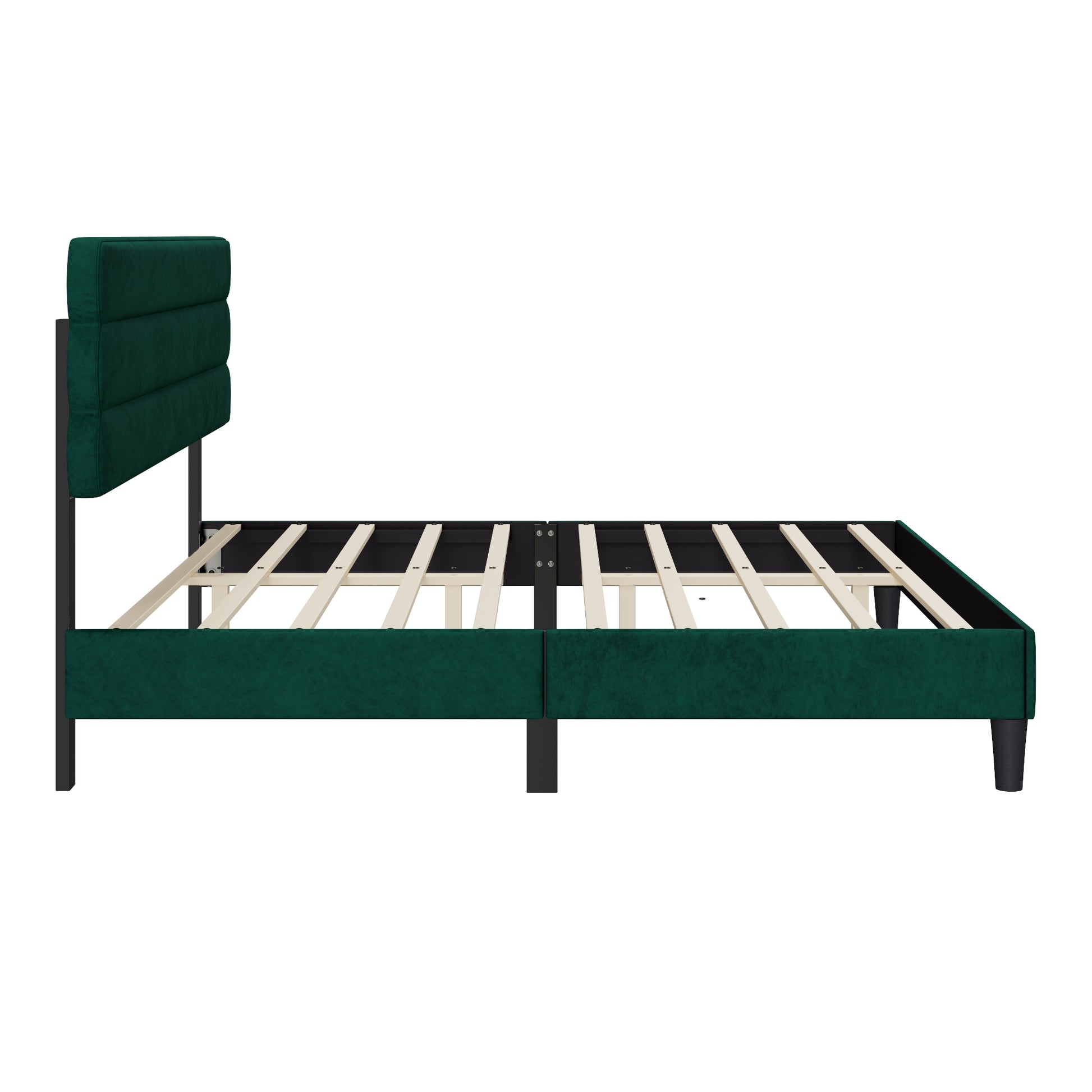 King Bed Frame With Headboard,Sturdy Platform Bed With Wooden Slats Support,No Box Spring,Mattress Foundation,Easy Assembly Green Green Wood