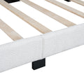 Twin Size Upholstered Boucle Fabric Platform Bed With Cloud Shaped Headboard White Upholstered