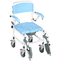 Accessibility Commode Wheelchair, Rolling Shower Wheelchair With 4 Castor Wheels, Rectangle Detachable Bucket, & Waterproof Design, 17