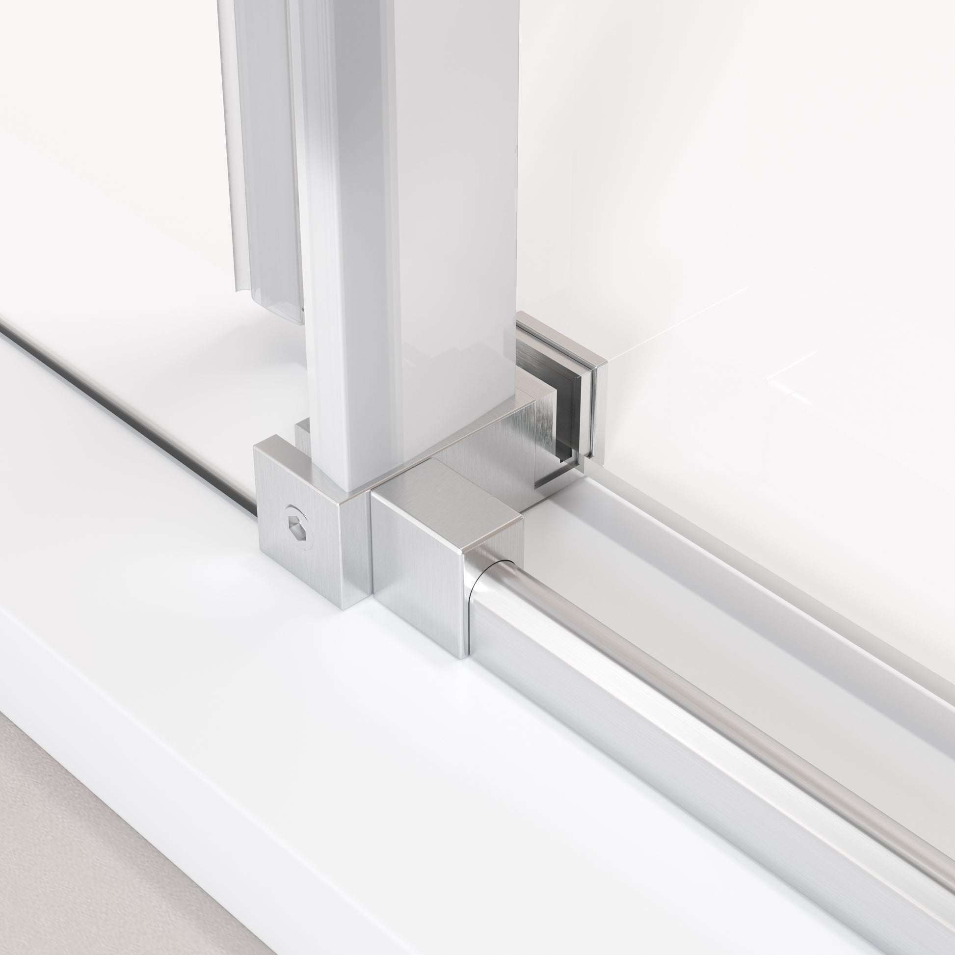 56'' 60'' W X 76'' H Single Sliding Frameless Shower Door With 3 8 Inch 10Mm Clear Glass In Brushed Nickel Brushed Nickel Stainless Steel