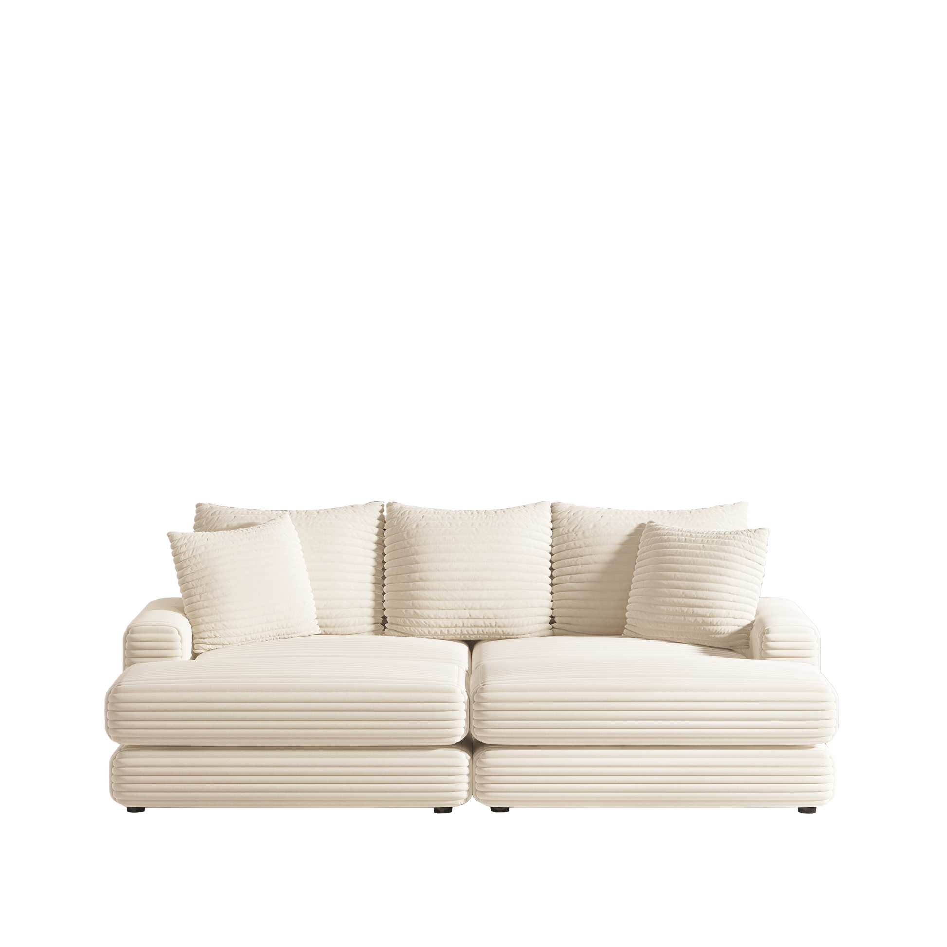 86.6Inch Corduroy 3 Seater Sofa With 3 Back Pillows2 Toss Pillows And Two Ottoman ,Comfy Sofa Deep Seat Couch For Living Room Ginger Corduroy 3 Seat