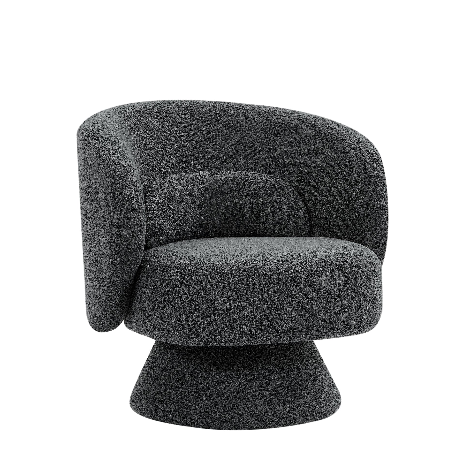 360 Degree Swivel Sherpa Accent Chair Modern Style Barrel Chair With Toss Pillows For Home Office, Living Room, Bedroom, Dark Grey Dark Gray Foam Fabric