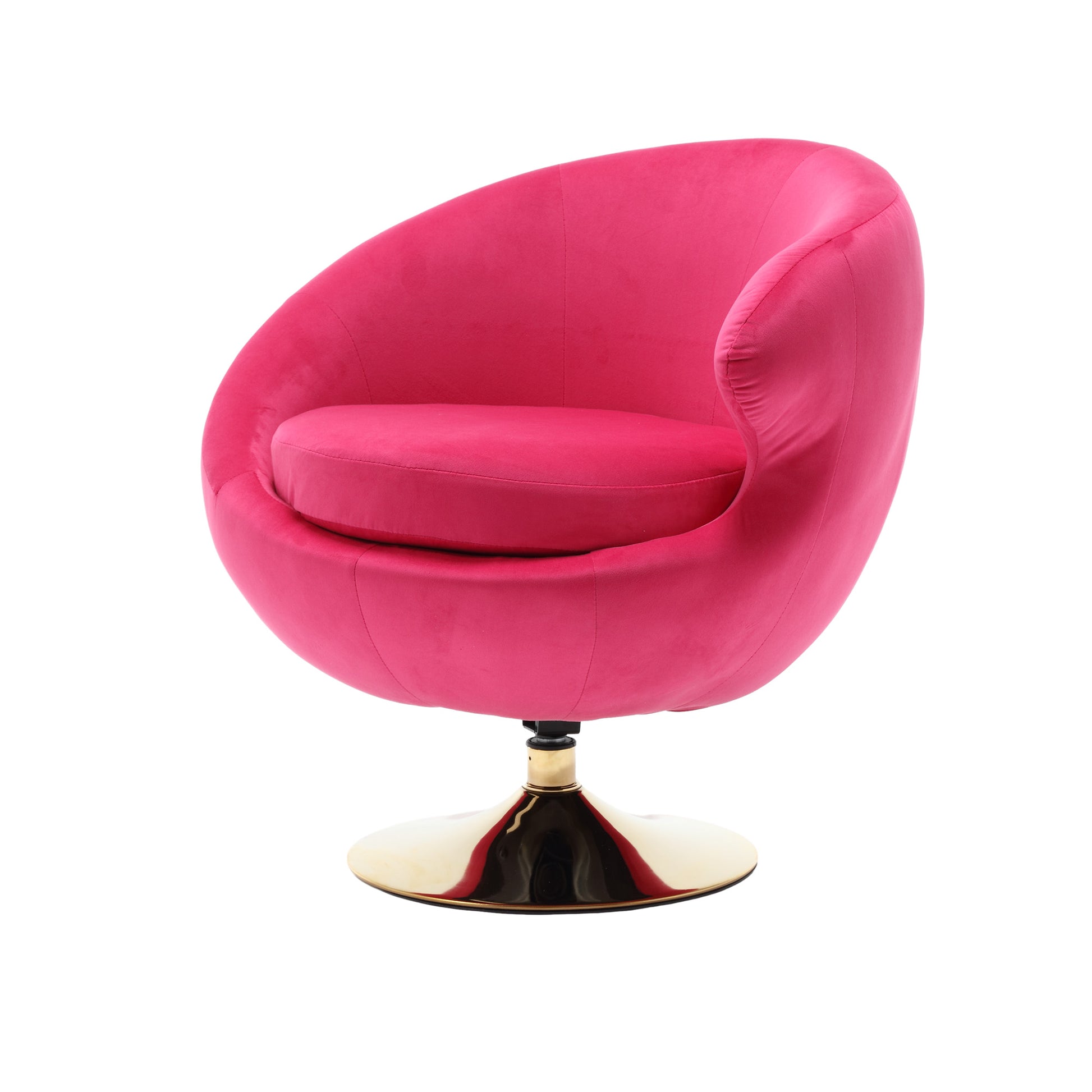 360 Degree Swivel Cuddle Barrel Accent Chairs, Round Armchairs With Wide Upholstered, Fluffy Fabric Chair For Living Room, Bedroom, Office, Waiting Rooms Rose Red Velvet