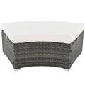 Outdoor Patio Furniture Luxury Circular Outdoor Sofa Set Rattan Wicker Sectional Sofa Lounge Set With Tempered Glass Coffee Table, 6 Pillows,Beige Yes Beige Water Resistant Frame Water Resistant Cushion Garden & Outdoor Sectional Seating Groups Foam