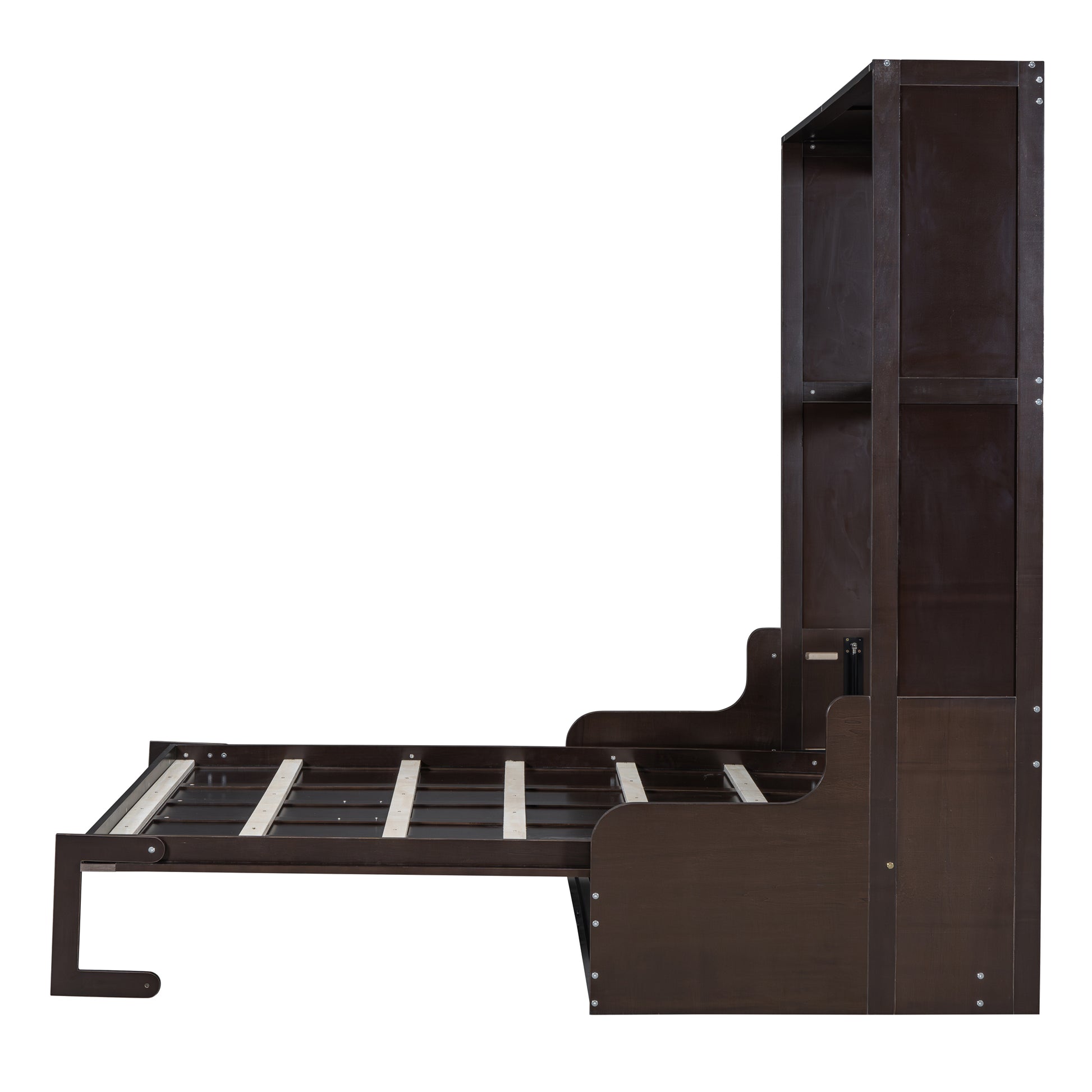 Queen Size Murphy Bed Wall Bed With Cushion,Espresso Queen Espresso Mdf Lvl