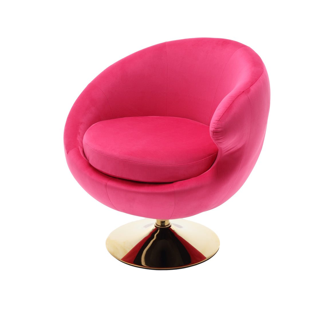 360 Degree Swivel Cuddle Barrel Accent Chairs, Round Armchairs With Wide Upholstered, Fluffy Fabric Chair For Living Room, Bedroom, Office, Waiting Rooms Rose Red Velvet