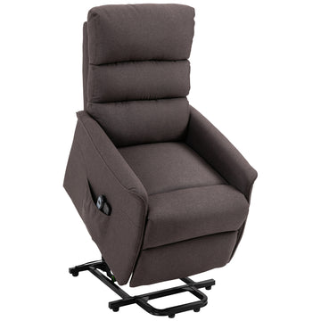 Electric Power Lift Recliner Chair For Elderly, Fabric Lift Chair With Remote Control, Side Pockets For Living Room, Brown Brown Polyester