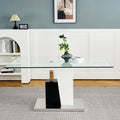 Modern Style Glass Table, Elegant Transparent Design, Durable Support Base, Solid, Selected Materials Made Of Furniture Display Fashion, Suitable For The Living Room Set Of 1 White Black Tempered Glass