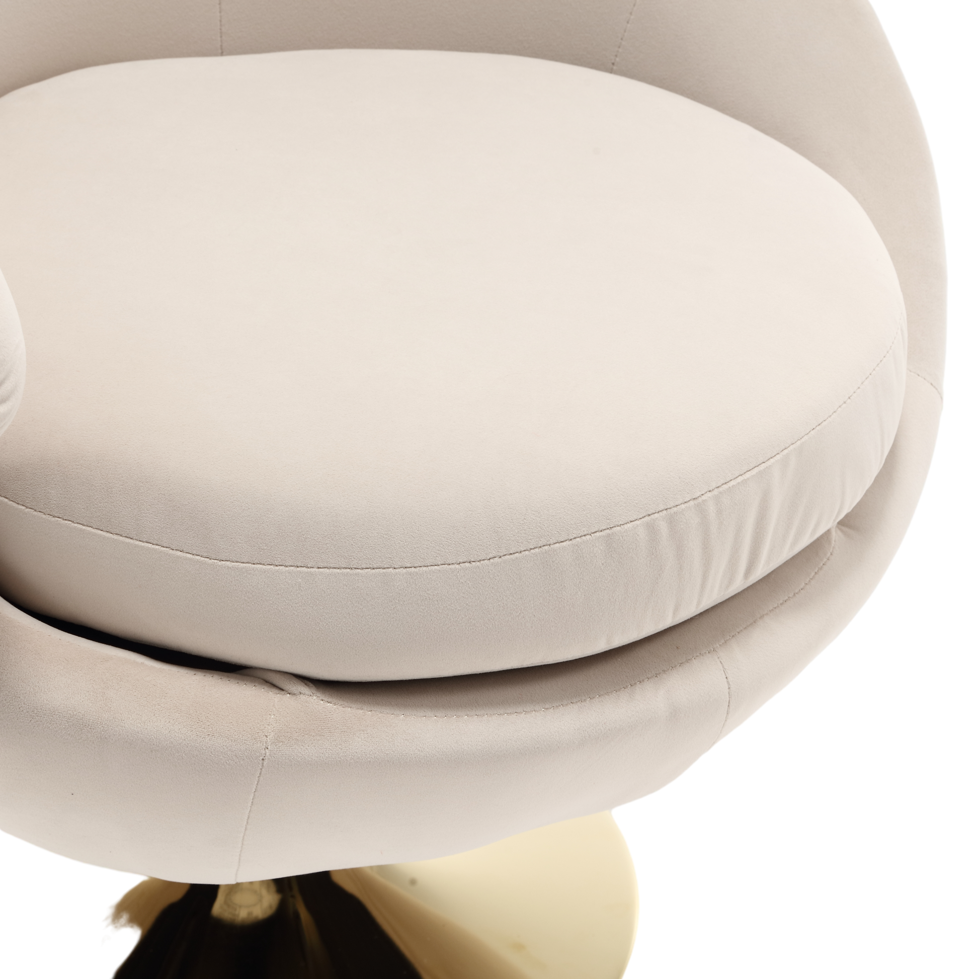 360 Degree Swivel Cuddle Barrel Accent Chairs, Round Armchairs With Wide Upholstered, Fluffy Fabric Chair For Living Room, Bedroom, Office, Waiting Rooms Beige Velvet
