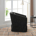360 Degree Swivel Accent Armchair Linen Blend Black Black Upholstered
