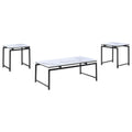 White Faux Marble And Dark Gunmetal 3 Piece Occasional Set White Primary Living Space Contemporary,Modern Tabeltop Rectangular Coffee & End Tables Metal