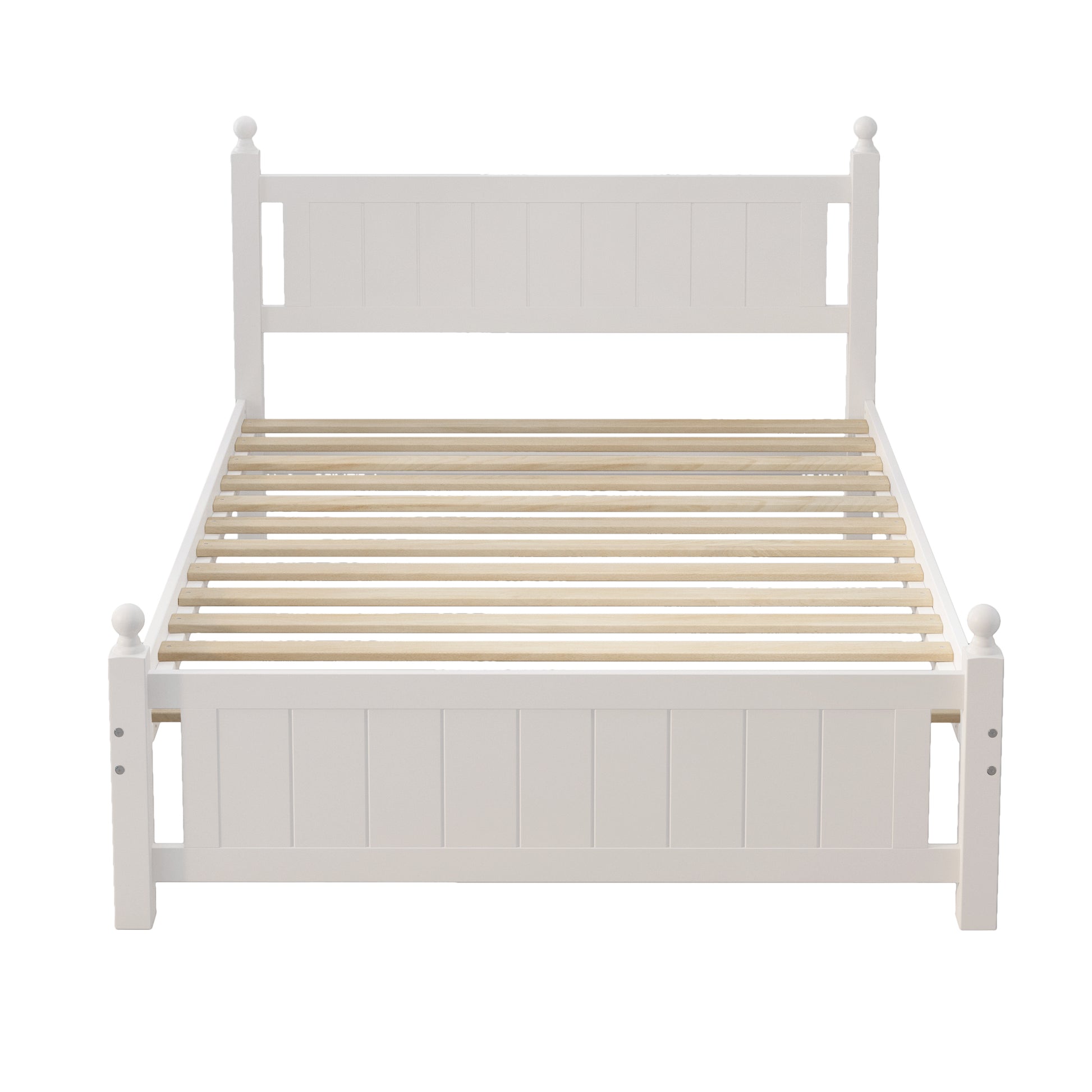 Full Size Solid Wood Platform Bed Frame For Kids, Teens, Adults, No Need Box Spring, White Box Spring Not Required Full White Wood Bedroom Mid Century Modern,Modern Pine Bed Frame Wood