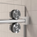 56'' 60'' W X 76'' H Single Sliding Frameless Shower Door With 3 8 Inch 10Mm Clear Glass In Brushed Nickel Brushed Nickel Stainless Steel