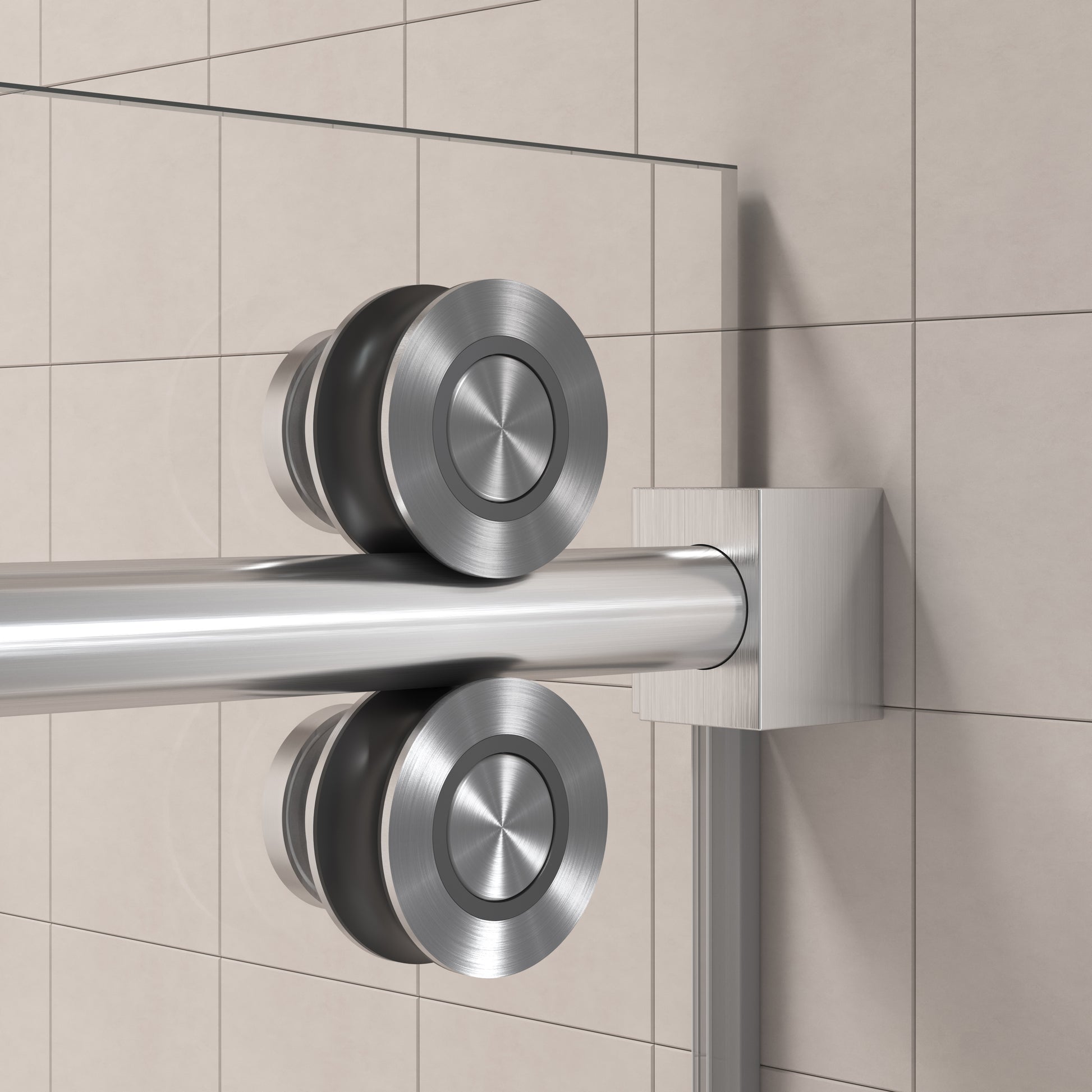 56'' 60'' W X 76'' H Single Sliding Frameless Shower Door With 3 8 Inch 10Mm Clear Glass In Brushed Nickel Brushed Nickel Stainless Steel