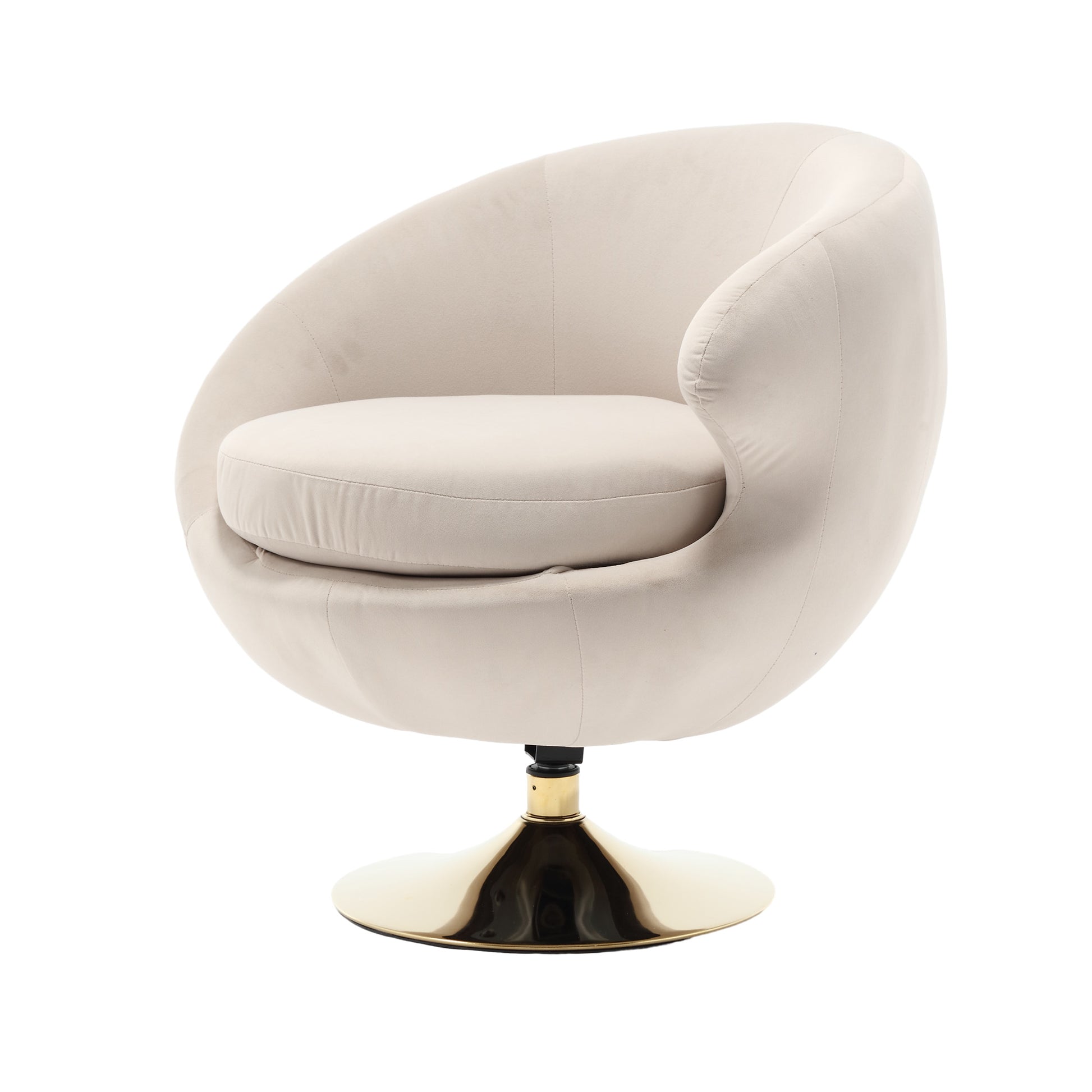 360 Degree Swivel Cuddle Barrel Accent Chairs, Round Armchairs With Wide Upholstered, Fluffy Fabric Chair For Living Room, Bedroom, Office, Waiting Rooms Beige Velvet