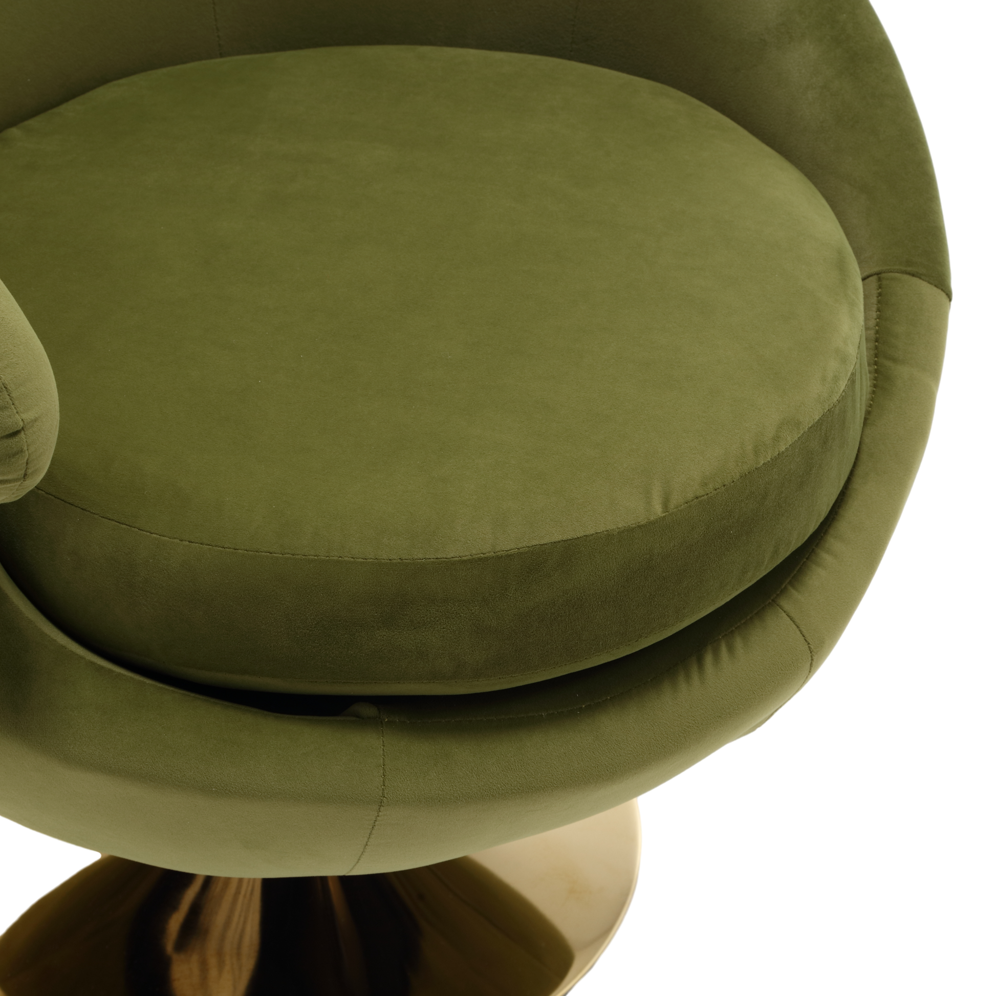 360 Degree Swivel Cuddle Barrel Accent Chairs, Round Armchairs With Wide Upholstered, Fluffy Fabric Chair For Living Room, Bedroom, Office, Waiting Rooms Olive Green Velvet