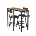 Wood Top Metal Base Side Table Industrial Bar Table With Two Chair Adjustable Table Base Bistro Whiskey Pub Table,47.44