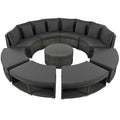 Outdoor Patio Furniture Luxury Circular Outdoor Sofa Set Rattan Wicker Sectional Sofa Lounge Set With Tempered Glass Coffee Table, 6 Pillows, Grey Yes Grey Water Resistant Frame Water Resistant Cushion Garden & Outdoor Sectional Seating Groups Foam