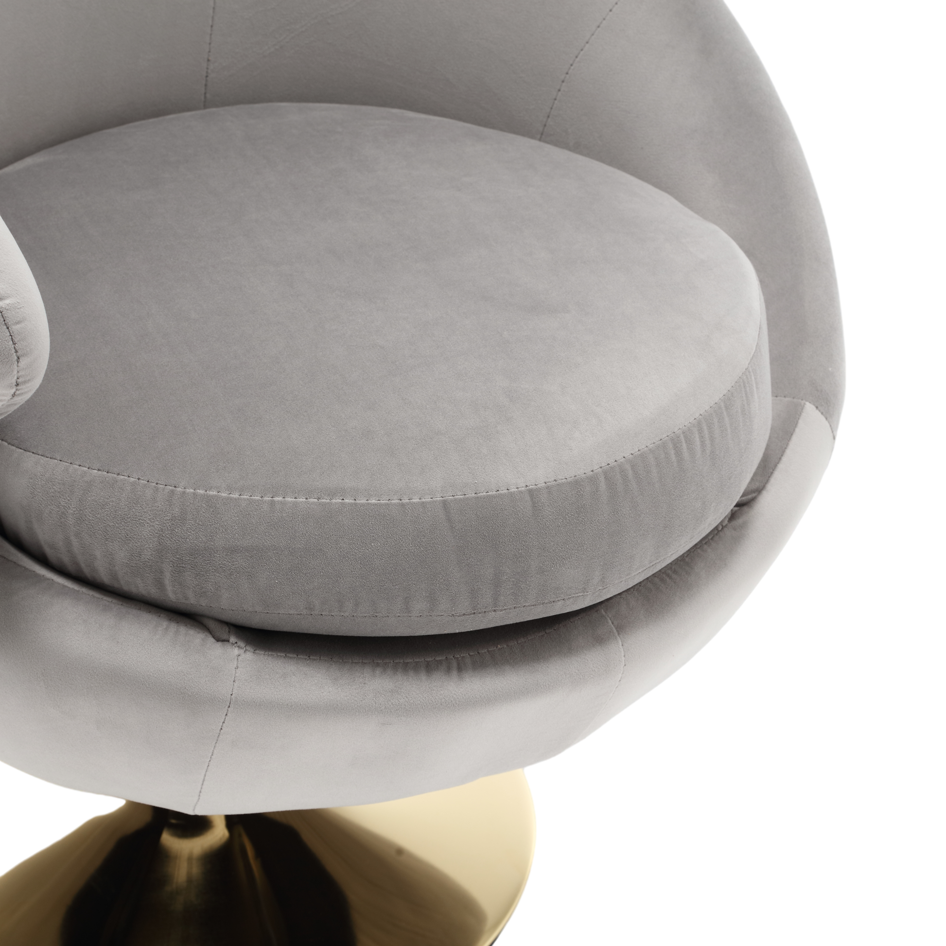 360 Degree Swivel Cuddle Barrel Accent Chairs, Round Armchairs With Wide Upholstered, Fluffy Fabric Chair For Living Room, Bedroom, Office, Waiting Rooms Gray Velvet