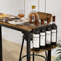 Wood Top Metal Base Side Table Industrial Bar Table With Two Chair Adjustable Table Base Bistro Whiskey Pub Table,47.44