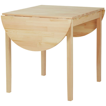 55" Solid Wood Kitchen Table, Drop Leaf Tables For Small Spaces, Folding Dining Table, Natural Natural Pine