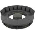 Outdoor Patio Furniture Luxury Circular Outdoor Sofa Set Rattan Wicker Sectional Sofa Lounge Set With Tempered Glass Coffee Table, 6 Pillows, Grey Yes Grey Water Resistant Frame Water Resistant Cushion Garden & Outdoor Sectional Seating Groups Foam