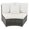 Outdoor Patio Furniture Luxury Circular Outdoor Sofa Set Rattan Wicker Sectional Sofa Lounge Set With Tempered Glass Coffee Table, 6 Pillows,Beige Yes Beige Water Resistant Frame Water Resistant Cushion Garden & Outdoor Sectional Seating Groups Foam