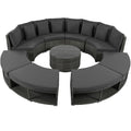 Outdoor Patio Furniture Luxury Circular Outdoor Sofa Set Rattan Wicker Sectional Sofa Lounge Set With Tempered Glass Coffee Table, 6 Pillows, Grey Yes Grey Water Resistant Frame Water Resistant Cushion Garden & Outdoor Sectional Seating Groups Foam