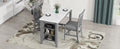 3 Piece Counter Height Dining Table Set With Built In Storage Shelves, One Faux Marble Top Dining Table And 2 Counter Chairs With Footrest,Grey Grey Mdf