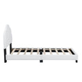 Twin Size Upholstered Boucle Fabric Platform Bed With Cloud Shaped Headboard White Upholstered