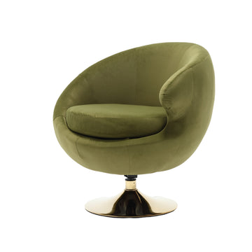 360 Degree Swivel Cuddle Barrel Accent Chairs, Round Armchairs With Wide Upholstered, Fluffy Fabric Chair For Living Room, Bedroom, Office, Waiting Rooms Olive Green Velvet