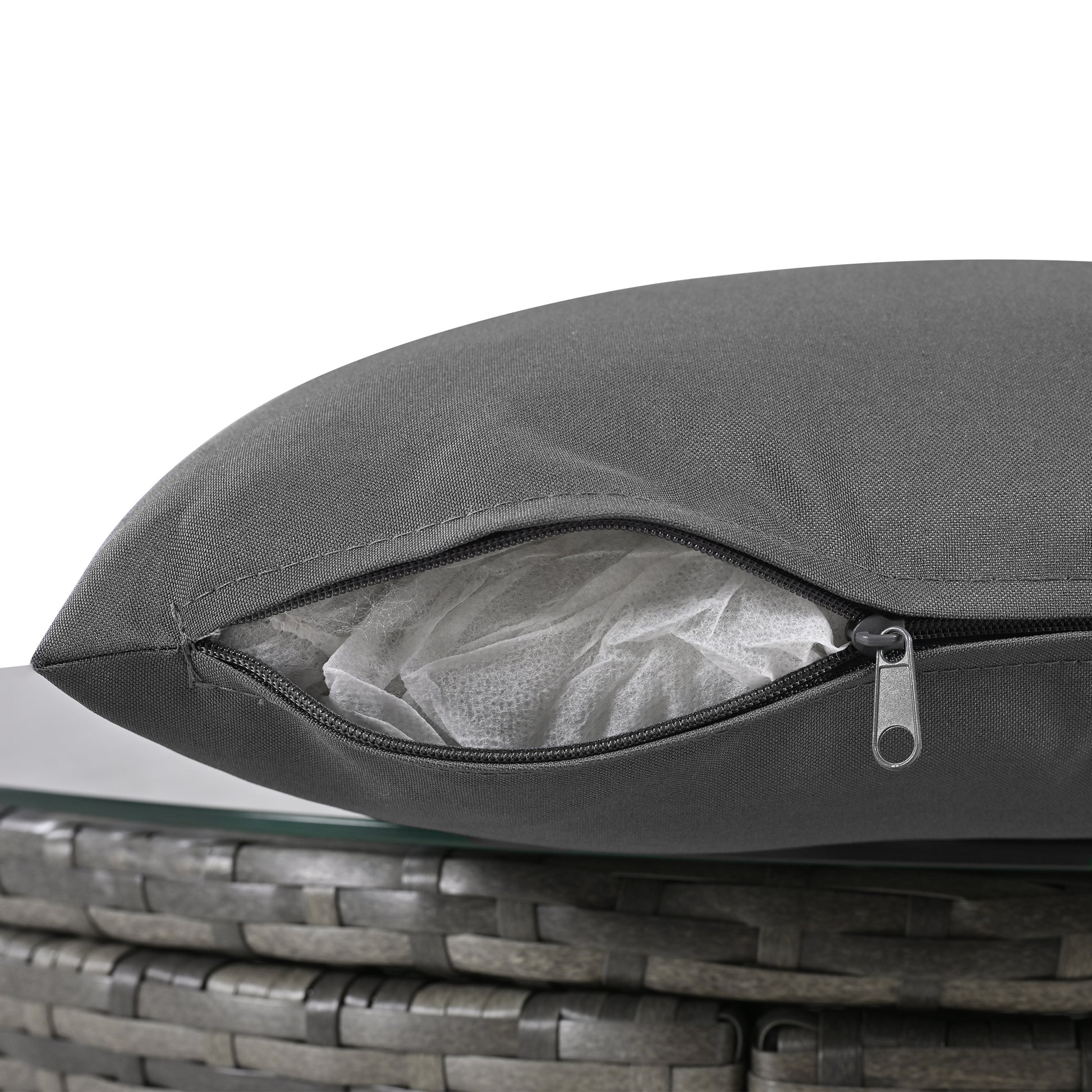 Outdoor Patio Furniture Luxury Circular Outdoor Sofa Set Rattan Wicker Sectional Sofa Lounge Set With Tempered Glass Coffee Table, 6 Pillows, Grey Yes Grey Water Resistant Frame Water Resistant Cushion Garden & Outdoor Sectional Seating Groups Foam