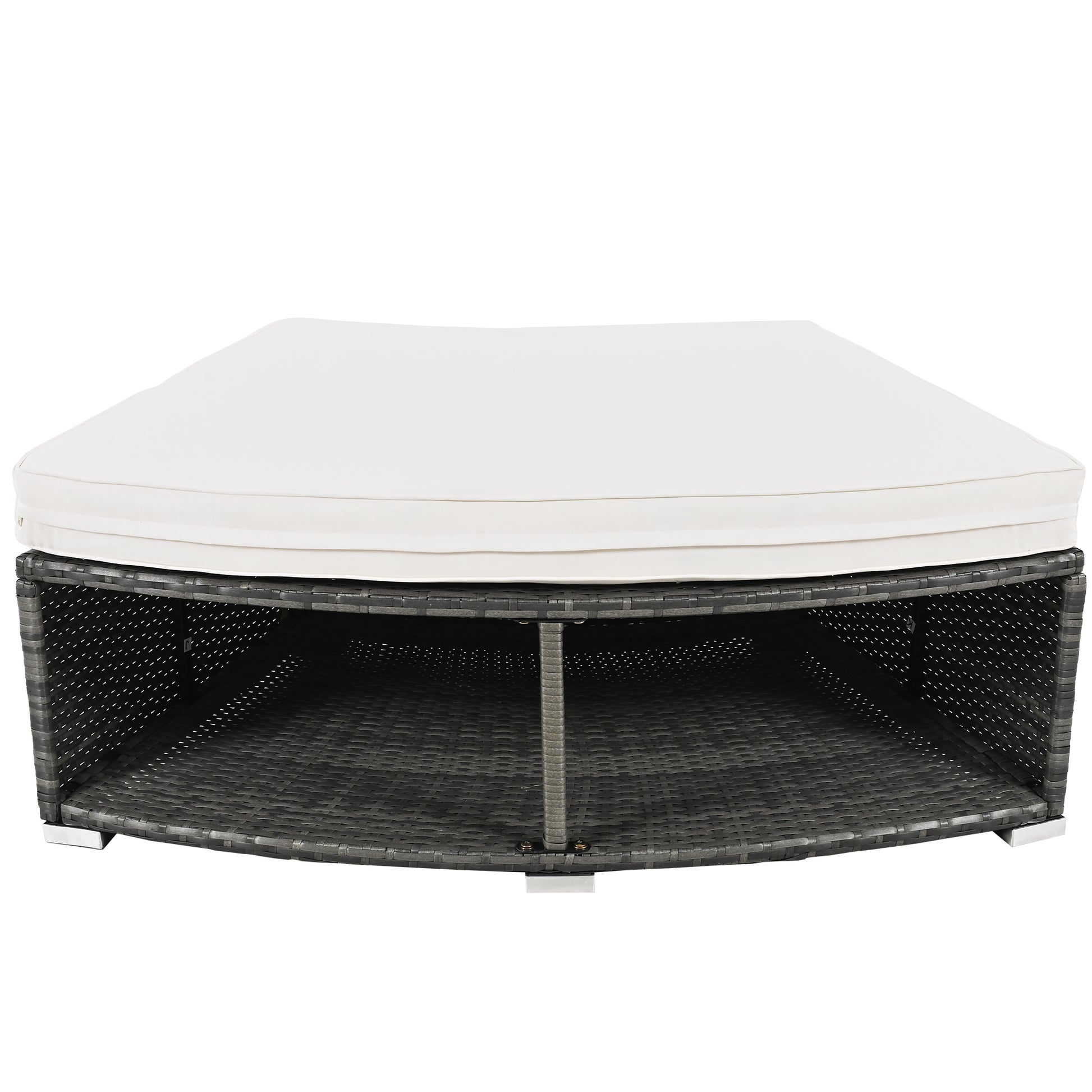 Outdoor Patio Furniture Luxury Circular Outdoor Sofa Set Rattan Wicker Sectional Sofa Lounge Set With Tempered Glass Coffee Table, 6 Pillows,Beige Yes Beige Water Resistant Frame Water Resistant Cushion Garden & Outdoor Sectional Seating Groups Foam