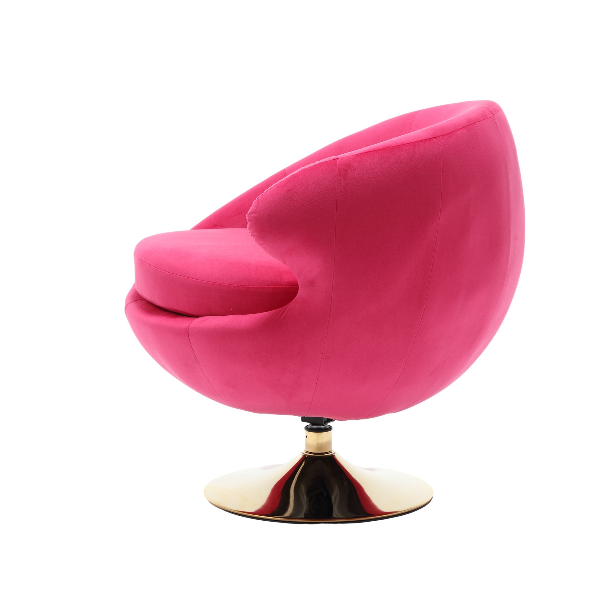 360 Degree Swivel Cuddle Barrel Accent Chairs, Round Armchairs With Wide Upholstered, Fluffy Fabric Chair For Living Room, Bedroom, Office, Waiting Rooms Rose Red Velvet